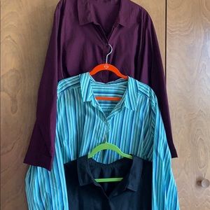 Three Roamans long sleeve button up blouses